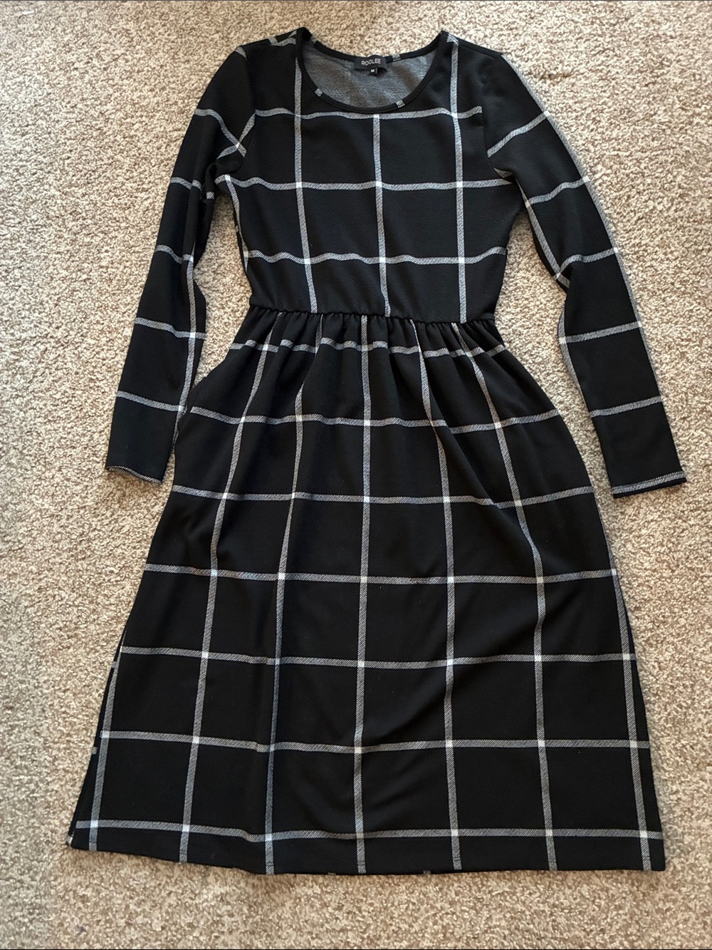 Roolee Windowpane Checkered Plaid Dress Size Medium